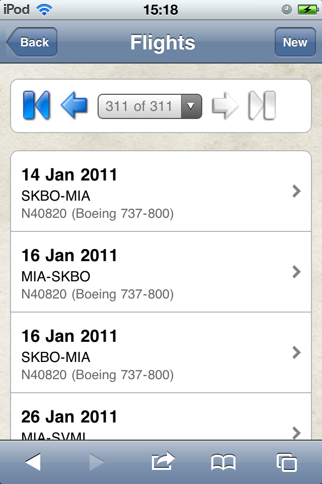Safelog Pilot Logbook iPhone/iPad Web Portal Screenshot 3